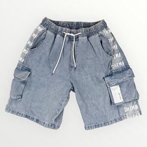 Subcrude Baggy Cargo Denim Jean Shorts Mens Blue Medium Wash Streetstyle Large